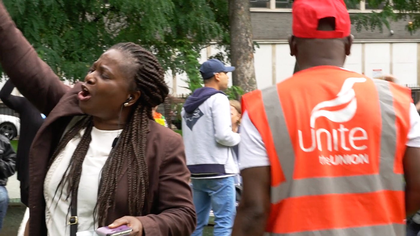 Hospital Cleaners' strike meeting - Altab Ali Park, Whitechapel.
Unite is my union.